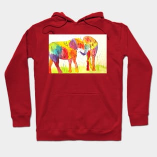 Colourful Elephants in Love Hoodie